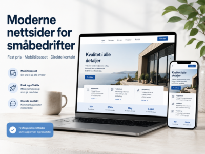Moderne nettside for småbedrifter – fast pris